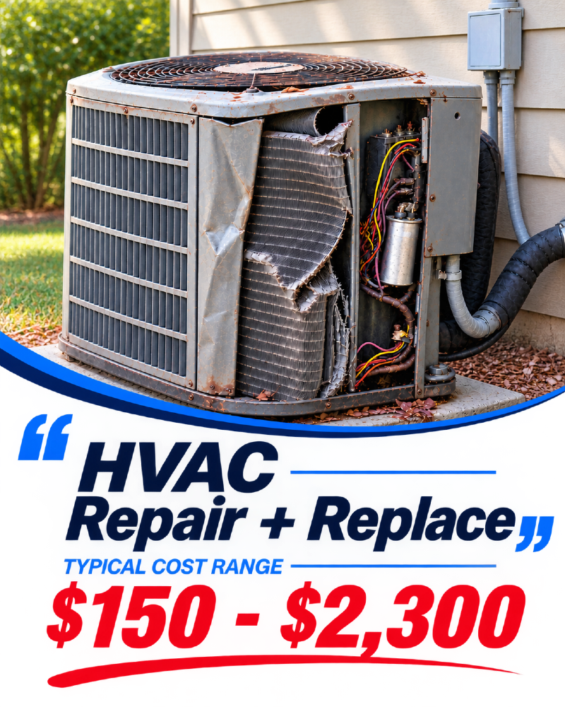 HVAC repair coverage and typical cost range
